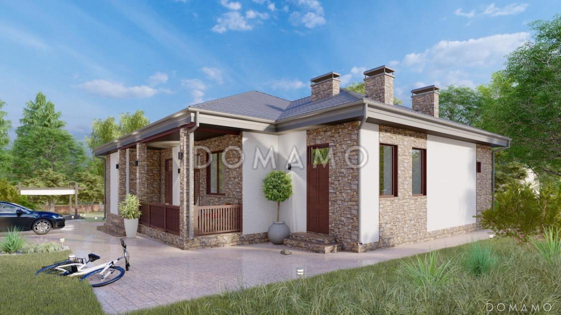 Проект одноэтажного коттеджа с сауной и крытой террасой / 4