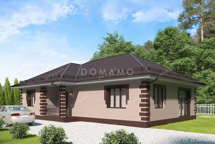 Проект одноэтажного дома с тремя спальнями Проект одноэтажного дома с тремя спальнями