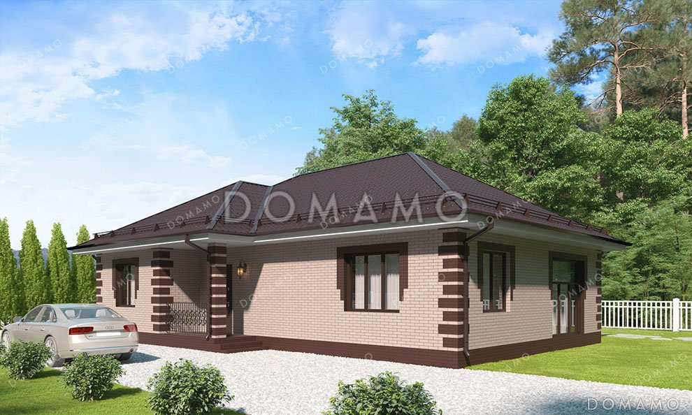 Проект одноэтажного дома с тремя спальнями / 3