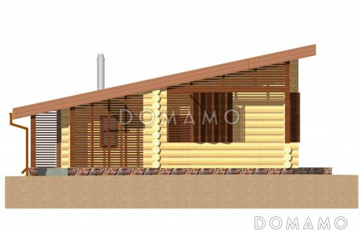 Проект деревянной бани с односкатной крышей / Фасад 4