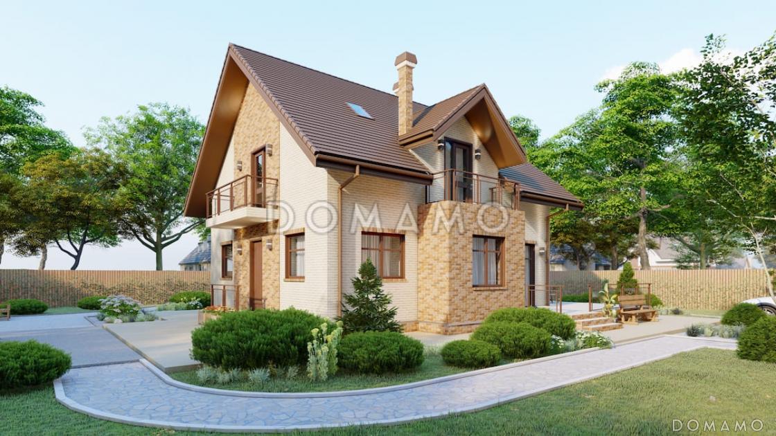 Проект компактного двухэтажного дома с 3 балконами и мансардой / 2