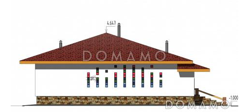Проект бани с бассейном и террасой для отдыха / Фасад 3