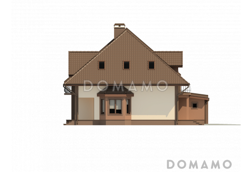 Проект двухэтажных домов-близнецов из кирпича с гаражом и чердаком / Фасад 3