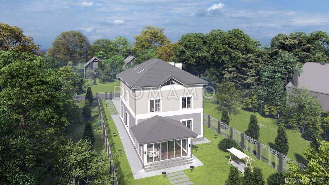 Проект двухэтажного дома с мансардой, мастер-спальней и остекленной террасой / 5