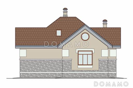 Проект одноэтажного дома из кирпича с многощипцовой крышей / Фасад 3
