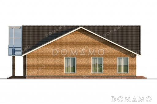 Проект большого одноэтажного дома с мансардой и гаражом на два автомобиля / Фасад 3