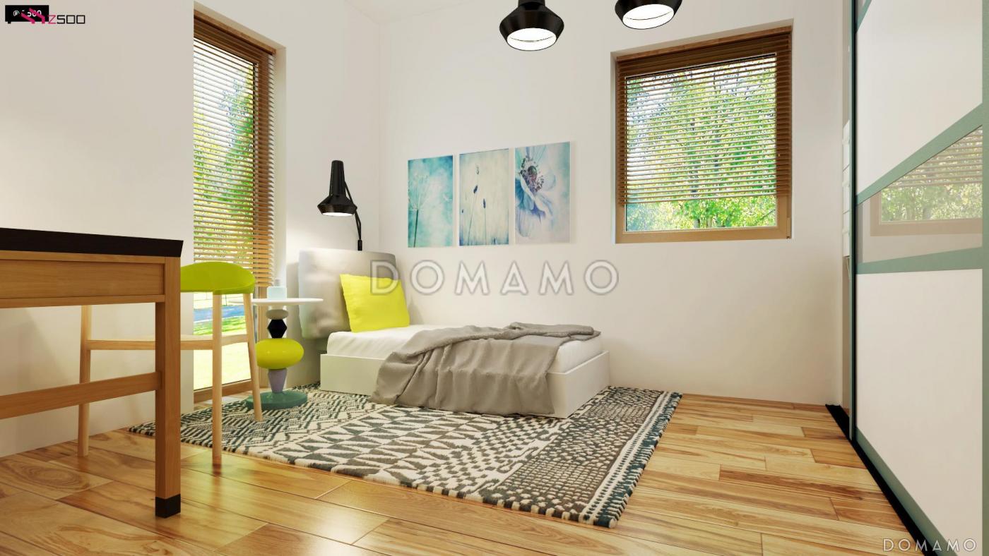 Проект небольшого современного одноэтажного дома из газобетона с тремя спальнями и красивой террасой / 12