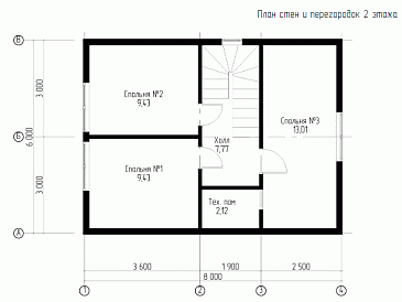 Каркасный дом "Южный" / План 2 этажа Каркасный дом "Южный" / План 2 этажа