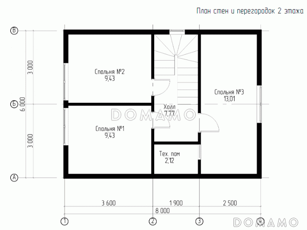 Каркасный дом "Южный" / План 2 этажа Каркасный дом "Южный" / План 2 этажа