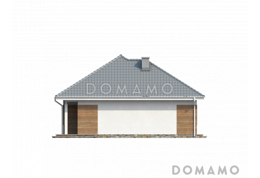 Проект одноэтажного дома из газобетона с двумя спальнями и крытой террасой / Фасад 3