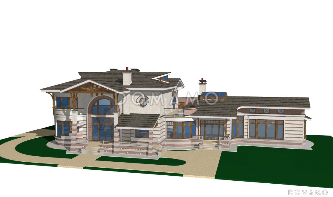 Проект коттеджа с двусветной гостиной и бассейном с сауной / 2