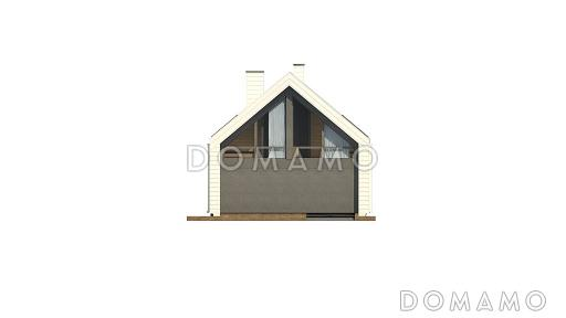 Проект одноэтажного мансардного дома из газобетона с балконом и современными элементами экстерьера и встроенным гаражом / Фасад 3