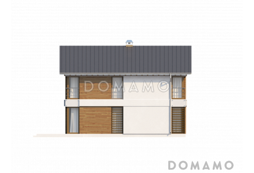 Проект компактного двухэтажного дома из кирпича с тремя спальнями / Фасад 1