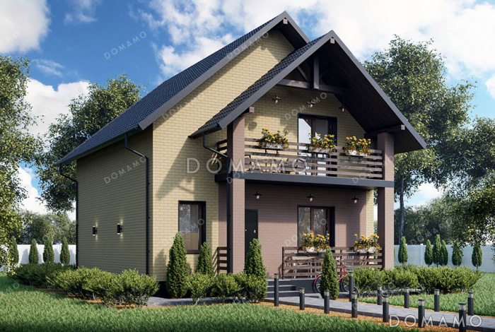 Проект дома с изолированной кухней, вместительной котельной и тремя спальнями на мансарде Проект дома с изолированной кухней, вместительной котельной и тремя спальнями на мансарде