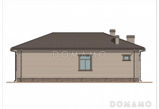 Проект компактного дома с сауной, парной, 2 спальнями и гостиной / Фасад 3
