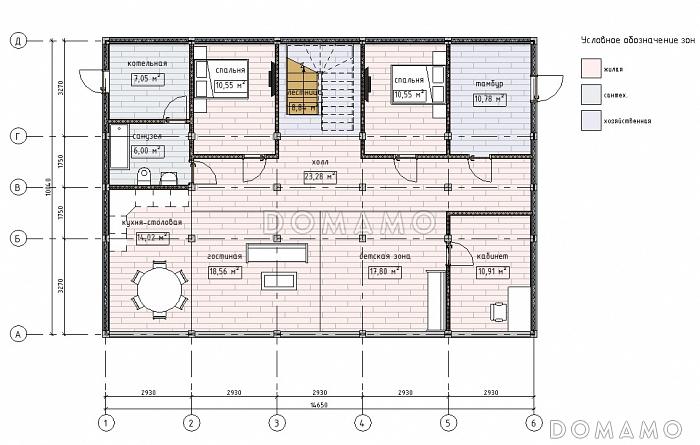 Проект фахверкого дома 224D2 / План 1 этажа