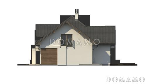 Проект просторного одноэтажного мансардного коттеджа из газобетона с пятью спальнями и гаражом на два автомобиля / Фасад 3