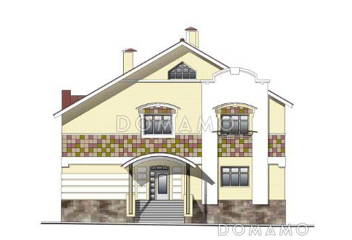 Проект дома с цокольным этажом, бильярдной и тренажерным залом / Фасад 3