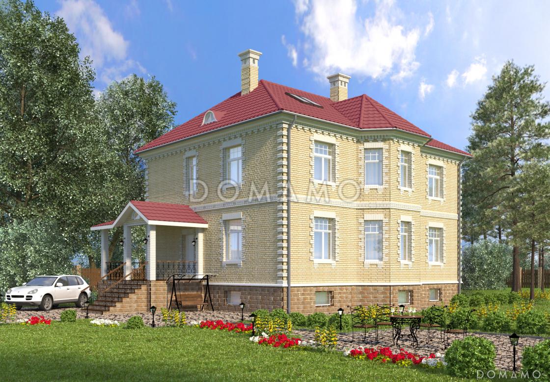 Проект кирпичного коттеджа с подвалом и мансардой / 2