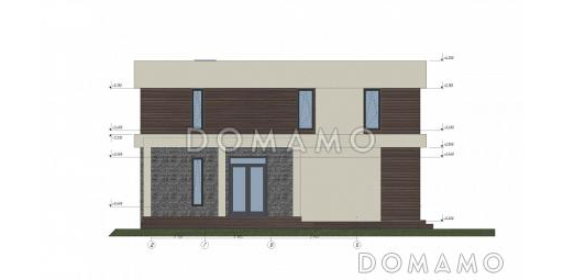 Проект загородного дома с плоской кровлей в стиле хай-тек S-228 / Фасад 2