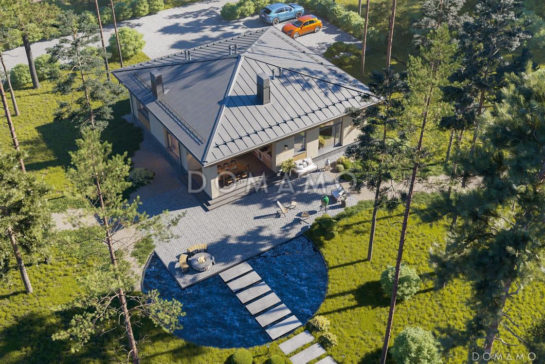 Проект каркасного дома с 3 спальнями, гостиной-столовой и террасой барбекю / 7