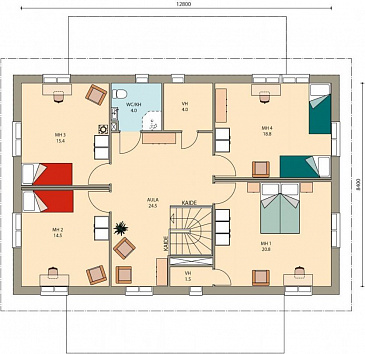 Проект двухэтажного каркасного дома до 250 м.кв. / План 2 этажа Проект двухэтажного каркасного дома до 250 м.кв. / План 2 этажа