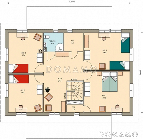 Проект двухэтажного каркасного дома до 250 м.кв. / План 2 этажа Проект двухэтажного каркасного дома до 250 м.кв. / План 2 этажа