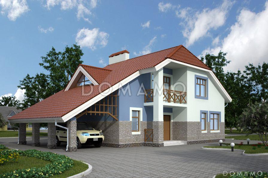 Проект дома из пеноблоков с небольшой сауной / 1