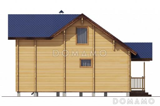 Проект дома из клееного бруса со вторым светом и двумя спальнями на мансардном этаже / Фасад 4 Проект дома из клееного бруса со вторым светом и двумя спальнями на мансардном этаже / Фасад 4