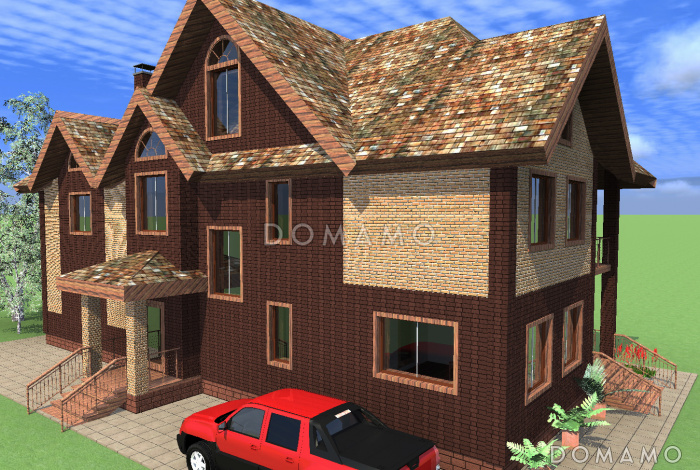 Проект коттеджа с большой гостиной