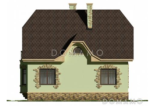 Проект небольшого дома из кирпича с декором из камня / Фасад 3