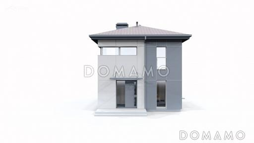 Проект двухэтажного дома с террасой, кухней-столовой, тремя спальнями / Фасад 3