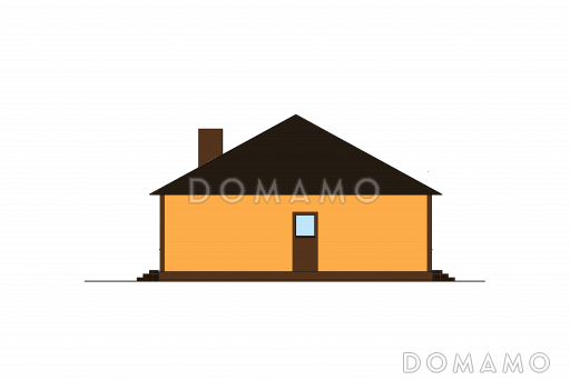 Проект дома с окном в гардеробной, просторной гостиной, террасой, тремя спальнями / Фасад 1