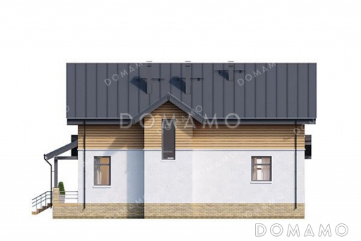 Проект одноэтажного дома с мансардой и террасой / Фасад 3