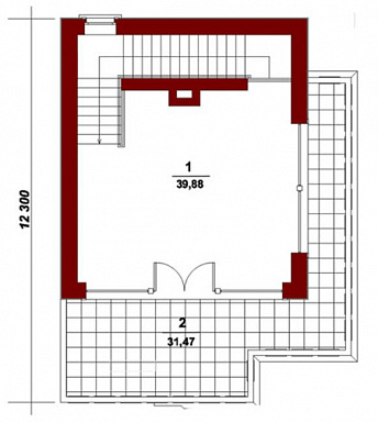 Проект беседки из кирпича с санузлом / План 2 этажа