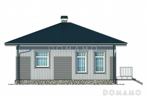 Проект современного одноэтажного дома из бруса с двумя жилыми комнатами  / Фасад 2