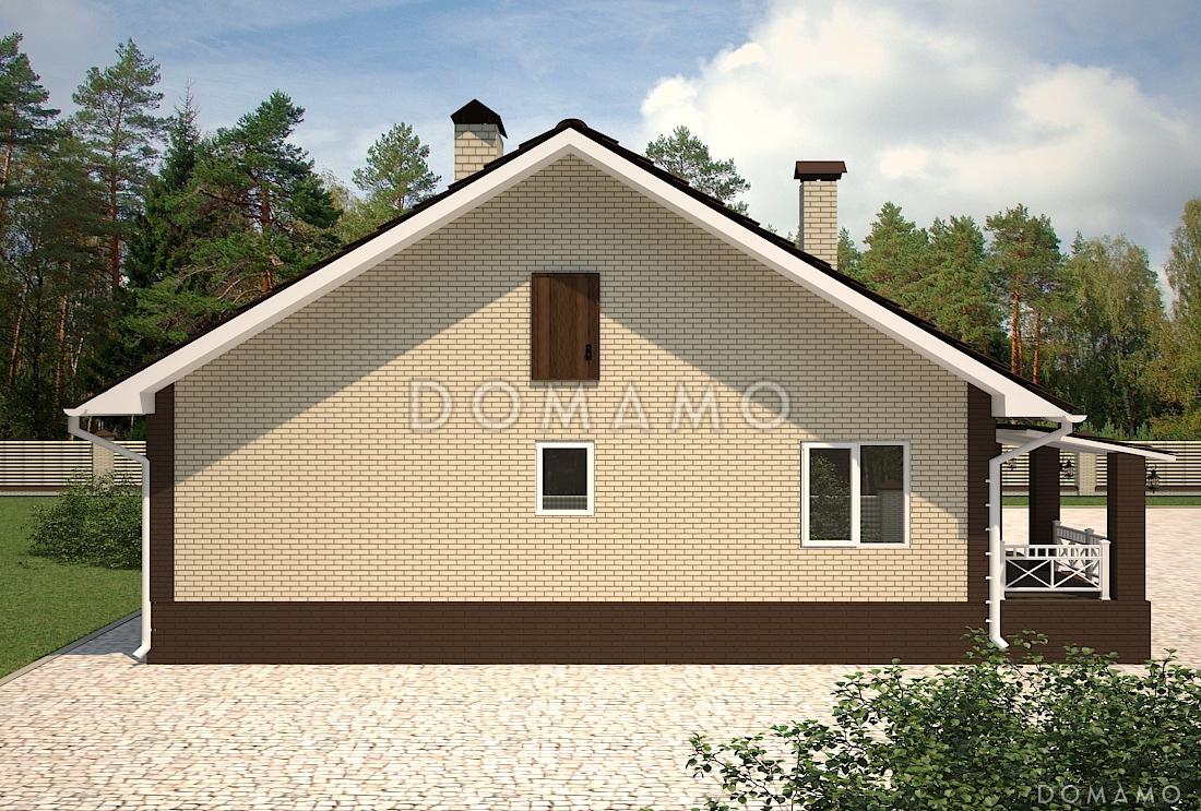 Проект дома с крытым крыльцом, изолированной кухней, тремя спальнями и санузлом с окном / 2