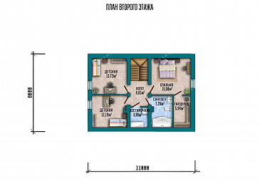 Проект дома с мансардой и навесом для авто / План мансардного этажа Проект дома с мансардой и навесом для авто / План мансардного этажа