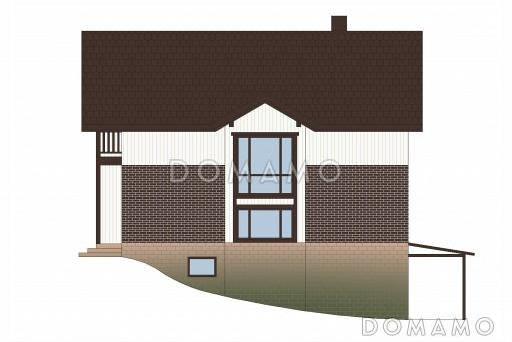 Проект дома из газобетона с цокольным этажом и небольшим бассейном / Фасад 1