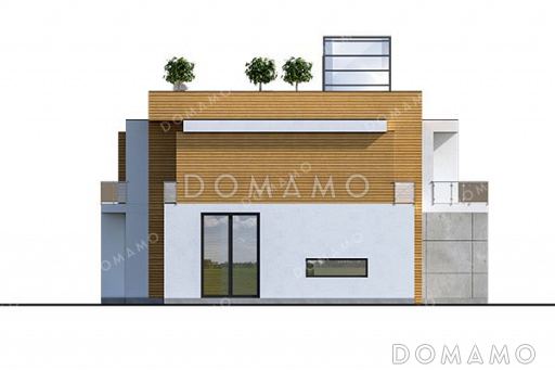 Проект большого двухэтажного дома с гаражом и террасой / Фасад 4