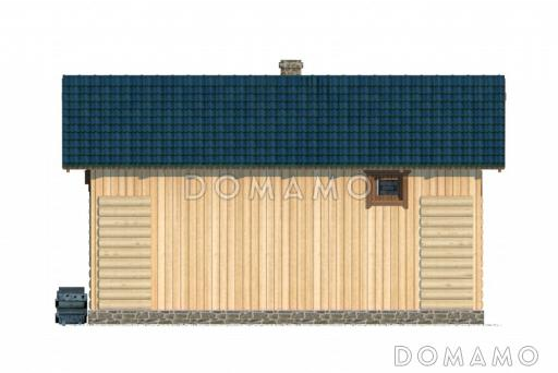 Проект каркасной бани с гостевой комнатой и обшивкой блок-хаусом / Фасад 3