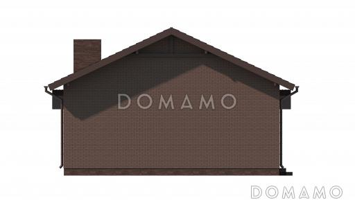 Проект загородного дома с верандой, просторной кухней-столовой, кладовой, жилыми комнатами / Фасад 1