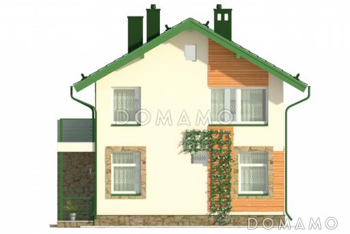 Проект небольшого двухэтажного коттеджа в польском стиле из СИП панелей / Фасад 4 Проект небольшого двухэтажного коттеджа в польском стиле из СИП панелей / Фасад 4