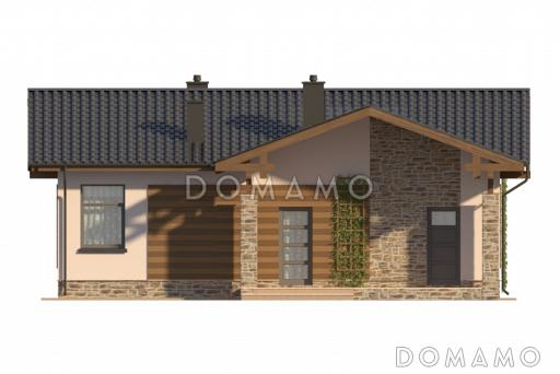 Проект небольшого одноэтажного дома из СИП панелей с гардеробной и приватной террасой / Фасад 2