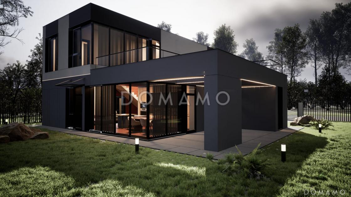 Проект современного двухэтажного дома с 4 спальнями и балконом / 1