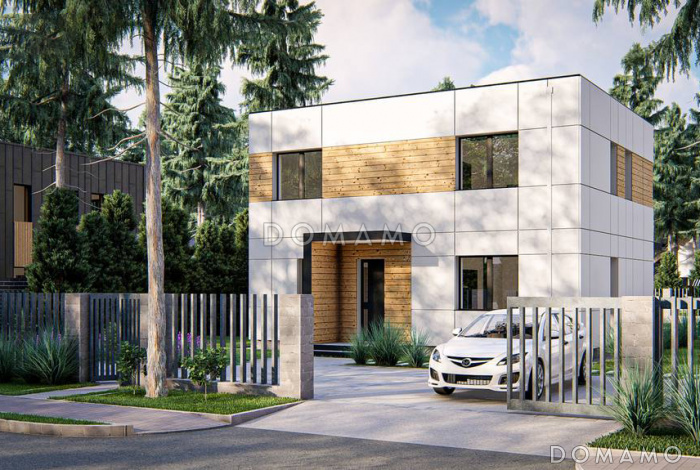 Проект двухэтажного дома с функциональной планировкой, террасой, комнатой на первом этаже, санузлом под лестницей