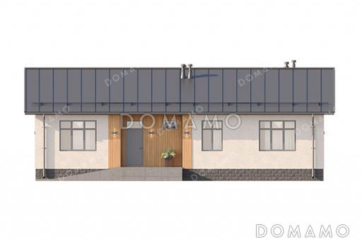 Проект одноэтажного дома с 4 спальнями и открытой террасой / Фасад 3