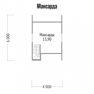 Проект дома со стенами из клееного бруса / План мансардного этажа