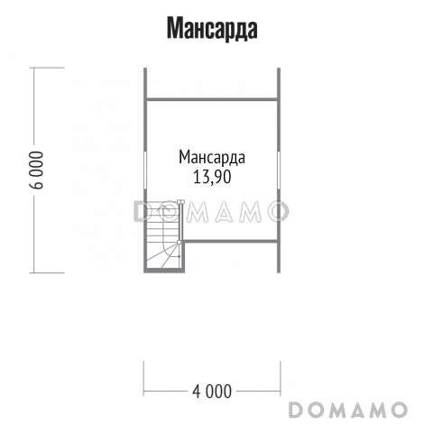 Проект дома со стенами из клееного бруса / План мансардного этажа