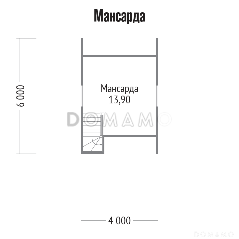 Проект дома со стенами из клееного бруса / План мансардного этажа